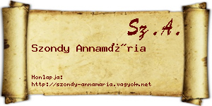 Szondy Annamária névjegykártya